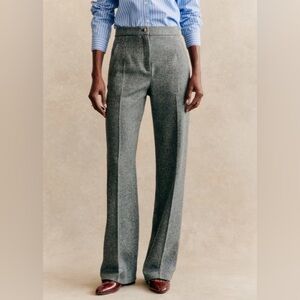 NWT Sezane Martin Trousers - 100% wool Mottled Grey